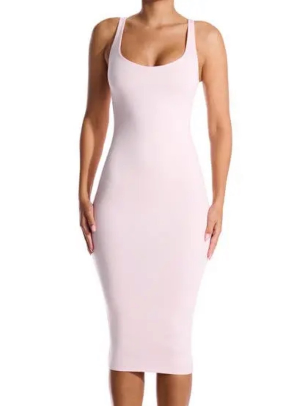 naked wardrobe NW Sculpt Tank Midi Dress Large Light Pink